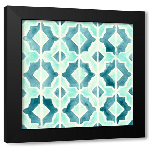 Ocean Tile V Black Modern Wood Framed Art Print by Vess, June Erica