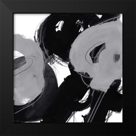 Monochrome V Black Modern Wood Framed Art Print by Vess, June Erica