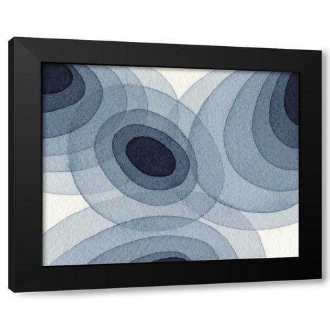 Indigo Ovals I Black Modern Wood Framed Art Print by Galapon, Nikki