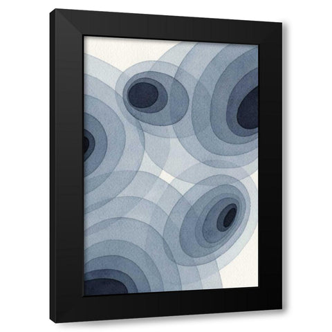 Indigo Ovals II Black Modern Wood Framed Art Print with Double Matting by Galapon, Nikki