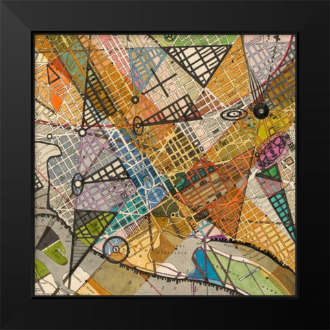 Modern Map of D.C. Black Modern Wood Framed Art Print by Galapon, Nikki