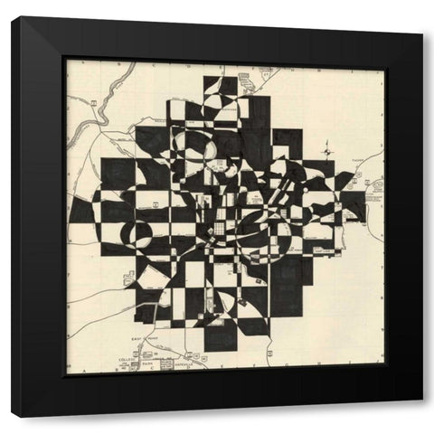Modern Map of Atlanta Black Modern Wood Framed Art Print with Double Matting by Galapon, Nikki
