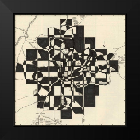 Modern Map of Atlanta Black Modern Wood Framed Art Print by Galapon, Nikki