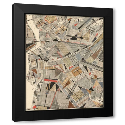 Modern Map of Brooklyn Black Modern Wood Framed Art Print by Galapon, Nikki