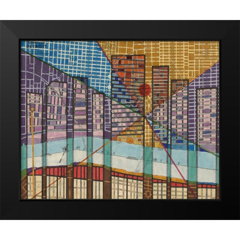 Modern Map of Detroit Black Modern Wood Framed Art Print by Galapon, Nikki