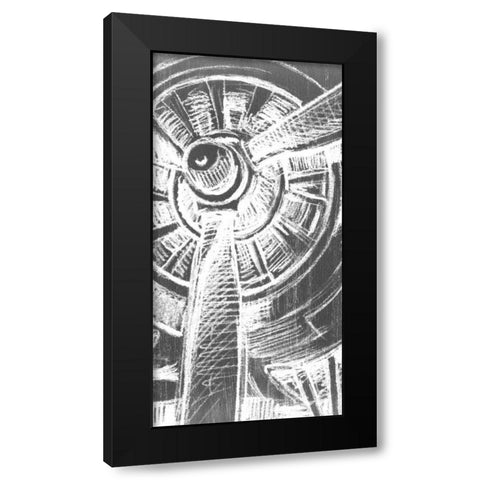 Graphic Propeller Triptych II Black Modern Wood Framed Art Print with Double Matting by Harper, Ethan