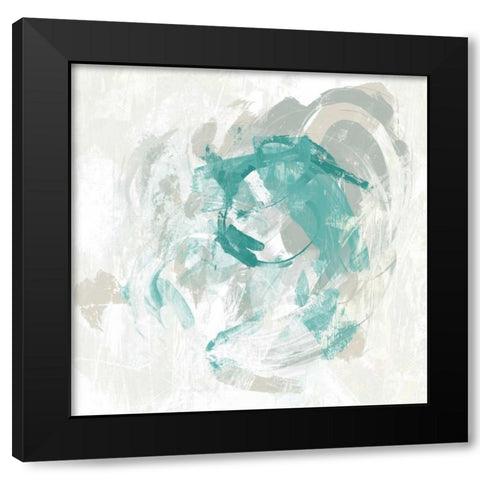 Teal Fog I Black Modern Wood Framed Art Print with Double Matting by Vess, June Erica