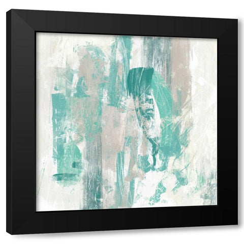 Teal Fog II Black Modern Wood Framed Art Print with Double Matting by Vess, June Erica
