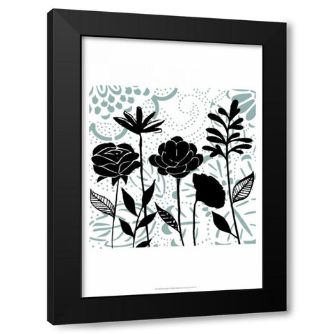 Floral Mist II Black Modern Wood Framed Art Print with Double Matting by Studio W