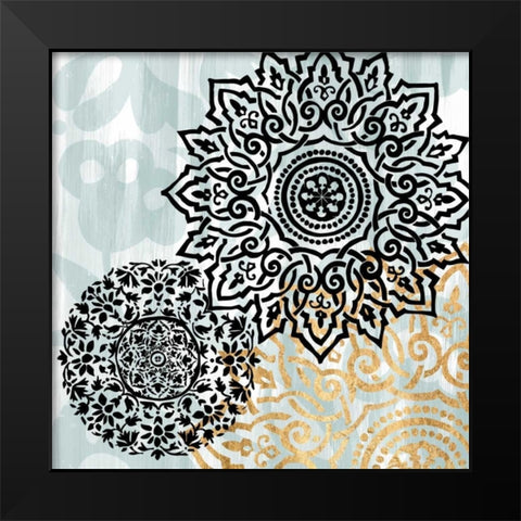 Rosettes on Aqua I Black Modern Wood Framed Art Print by Studio W