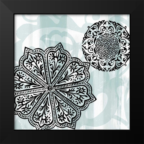 Rosettes on Aqua II Black Modern Wood Framed Art Print by Studio W