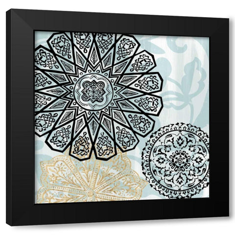 Rosettes on Aqua III Black Modern Wood Framed Art Print by Studio W