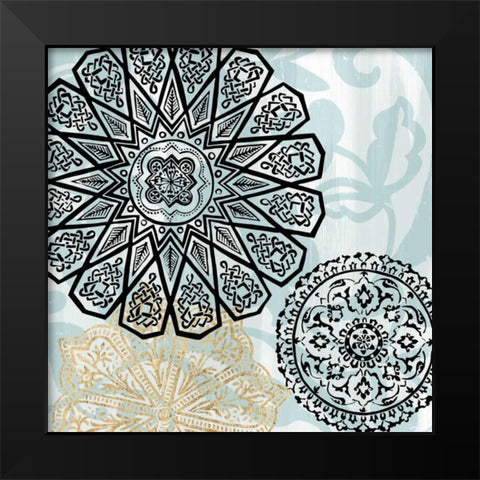 Rosettes on Aqua III Black Modern Wood Framed Art Print by Studio W