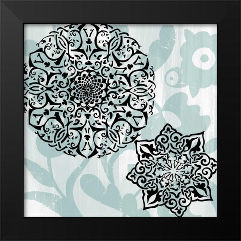 Rosettes on Aqua IV Black Modern Wood Framed Art Print by Studio W