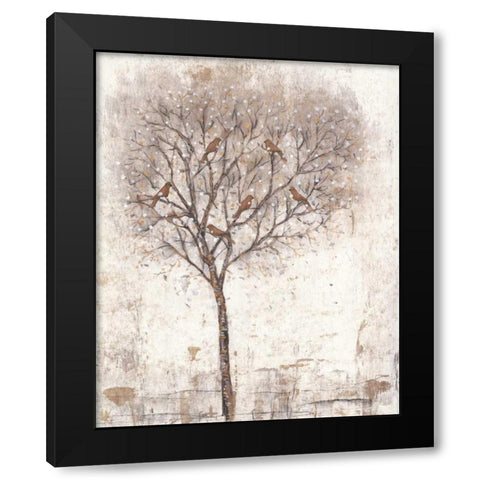 Tree of Birds II Black Modern Wood Framed Art Print with Double Matting by OToole, Tim