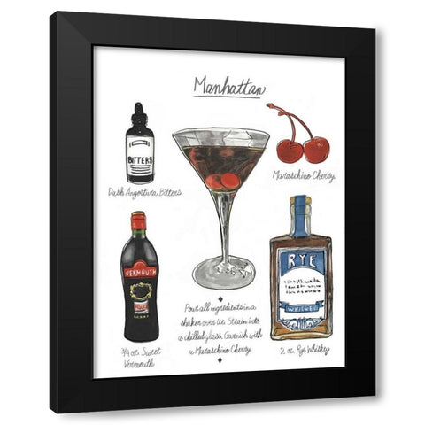 Classic Cocktail - Manhattan Black Modern Wood Framed Art Print by McCavitt, Naomi