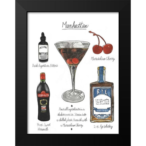 Classic Cocktail - Manhattan Black Modern Wood Framed Art Print by McCavitt, Naomi