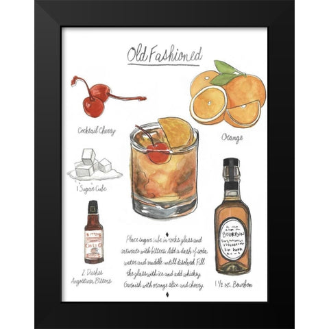 Classic Cocktail - Old Fashioned Black Modern Wood Framed Art Print by McCavitt, Naomi