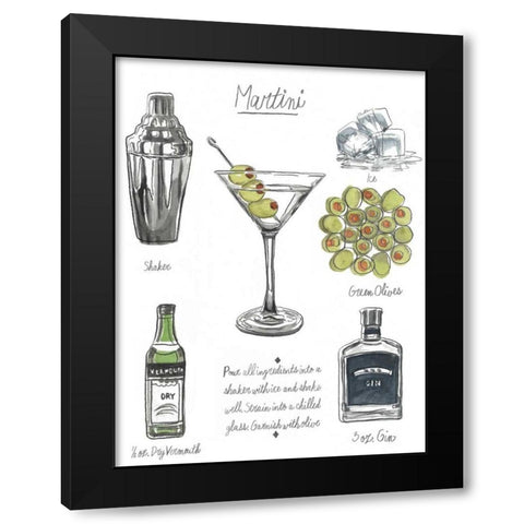 Classic Cocktail - Martini Black Modern Wood Framed Art Print with Double Matting by McCavitt, Naomi