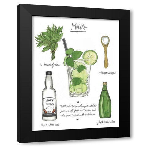 Classic Cocktail - Mojito Black Modern Wood Framed Art Print with Double Matting by McCavitt, Naomi