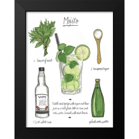 Classic Cocktail - Mojito Black Modern Wood Framed Art Print by McCavitt, Naomi