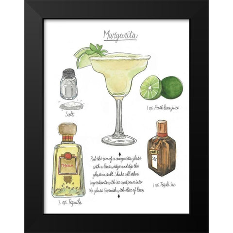 Classic Cocktail - Margarita Black Modern Wood Framed Art Print by McCavitt, Naomi