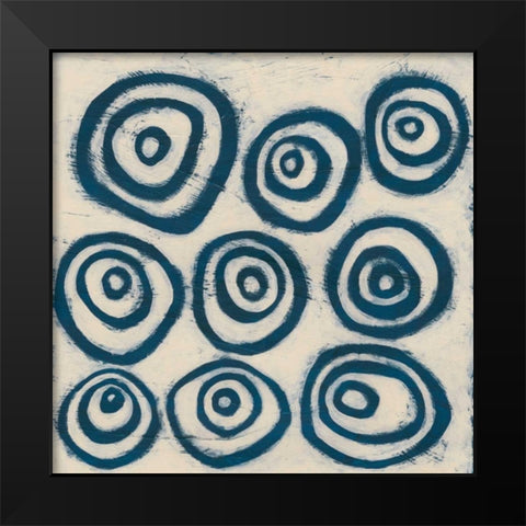 Indigo Signals I Black Modern Wood Framed Art Print by Vess, June Erica