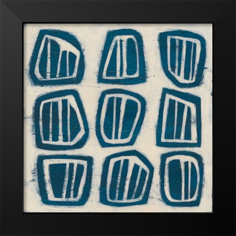 Indigo Signals III Black Modern Wood Framed Art Print by Vess, June Erica