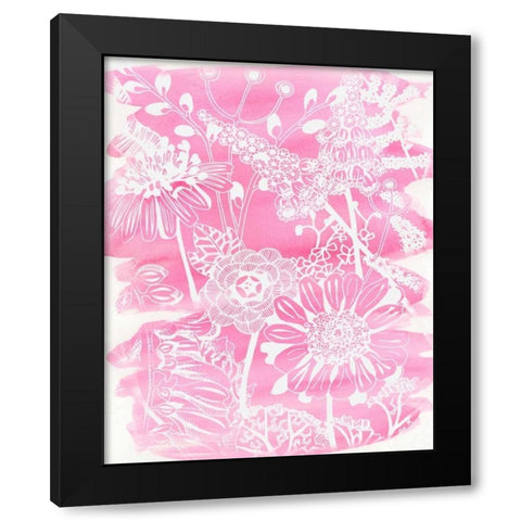 Fuchsia Bouquet II Black Modern Wood Framed Art Print with Double Matting by Zarris, Chariklia