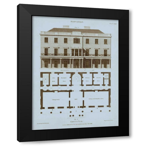 Chambray House and Plan II Black Modern Wood Framed Art Print with Double Matting by Kelly, Thomas