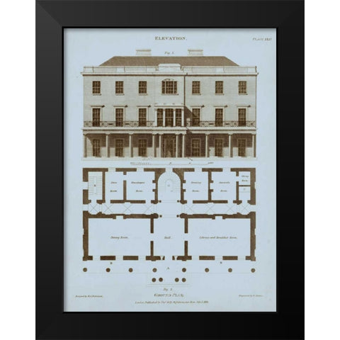 Chambray House and Plan II Black Modern Wood Framed Art Print by Kelly, Thomas