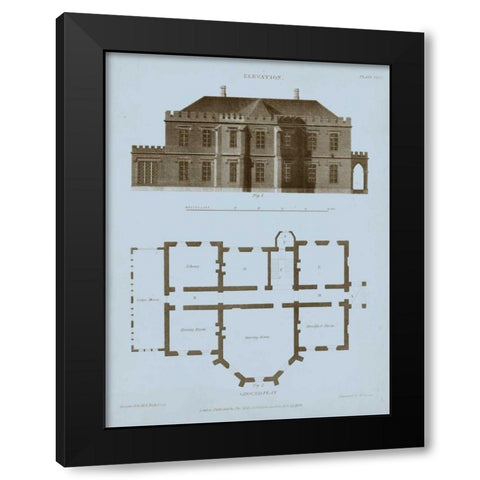 Chambray House and Plan III Black Modern Wood Framed Art Print with Double Matting by Kelly, Thomas