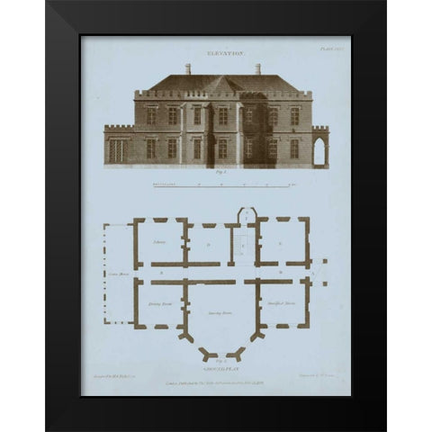 Chambray House and Plan III Black Modern Wood Framed Art Print by Kelly, Thomas
