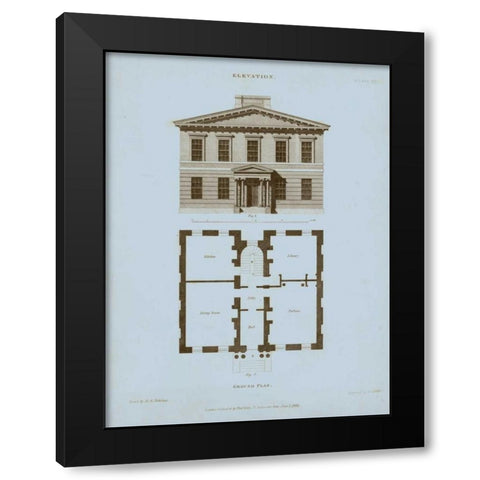 Chambray House and Plan IV Black Modern Wood Framed Art Print by Kelly, Thomas