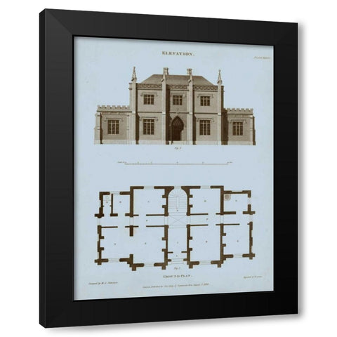 Chambray House and Plan V Black Modern Wood Framed Art Print by Kelly, Thomas