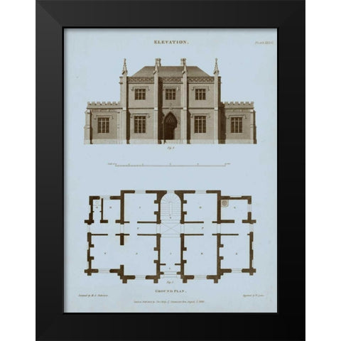 Chambray House and Plan V Black Modern Wood Framed Art Print by Kelly, Thomas