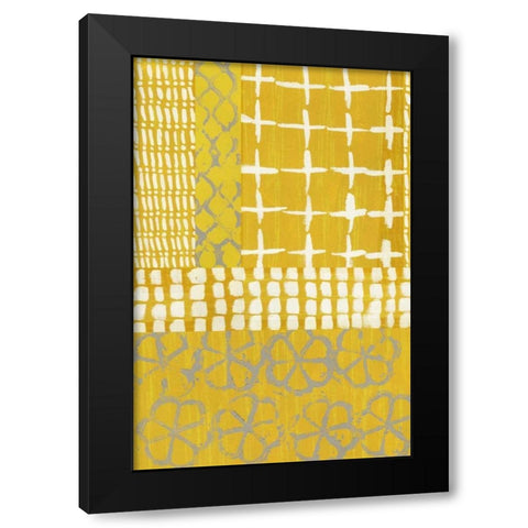 Golden Blockprint I Black Modern Wood Framed Art Print with Double Matting by Zarris, Chariklia