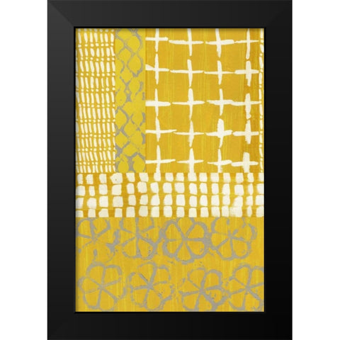 Golden Blockprint I Black Modern Wood Framed Art Print by Zarris, Chariklia