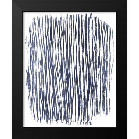 Indigo Batik Vignette VII Black Modern Wood Framed Art Print by Vess, June Erica