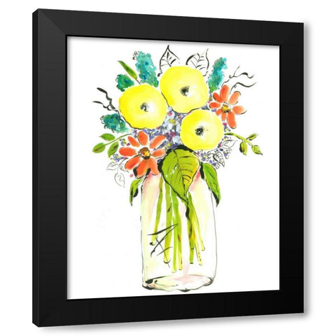 Flower Vase I Black Modern Wood Framed Art Print with Double Matting by Minasian, Julia