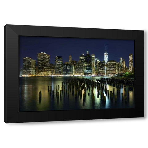 New York at Night VII Black Modern Wood Framed Art Print by McLoughlin, James