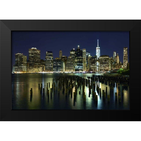 New York at Night VII Black Modern Wood Framed Art Print by McLoughlin, James