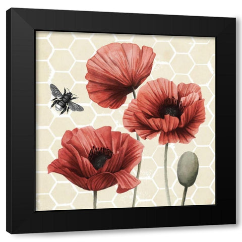 Poppy Buzz I Black Modern Wood Framed Art Print with Double Matting by Popp, Grace