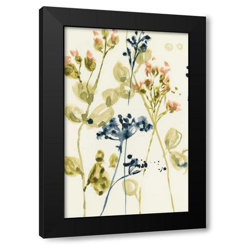 Blush Buds II Black Modern Wood Framed Art Print with Double Matting by Goldberger, Jennifer