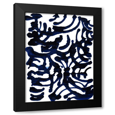 Indigo Swirls I Black Modern Wood Framed Art Print by Fuchs, Jodi