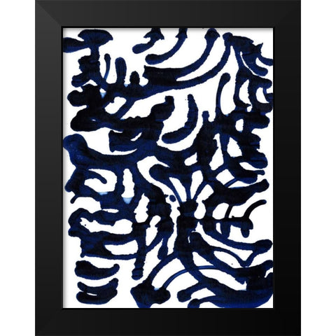 Indigo Swirls I Black Modern Wood Framed Art Print by Fuchs, Jodi