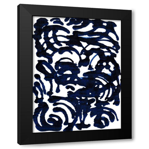 Indigo Swirls II Black Modern Wood Framed Art Print by Fuchs, Jodi