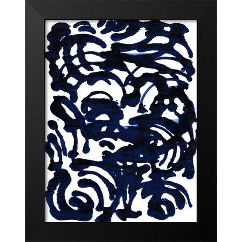 Indigo Swirls II Black Modern Wood Framed Art Print by Fuchs, Jodi