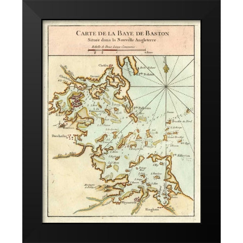 Petite Map of the Port of Boston Black Modern Wood Framed Art Print by Unknown