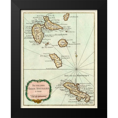 Petite Map of the Antilles Islands I Black Modern Wood Framed Art Print by Unknown